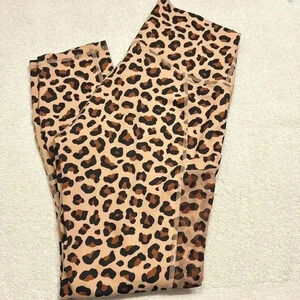 8. Fabletics Women Powerhold Leggings Brown Tan Animal Print Size XS